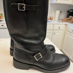 Size 12 Men's Harley Davidson Black Leather Motorcycle Boots Buckle
